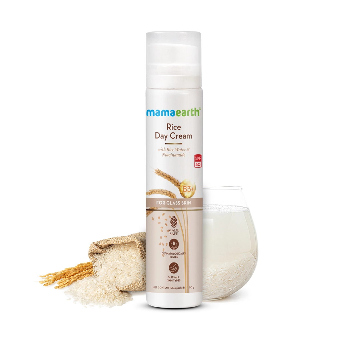 Mamaearth Rice Day Cream With Rice Water & Niacinamide - 50g
